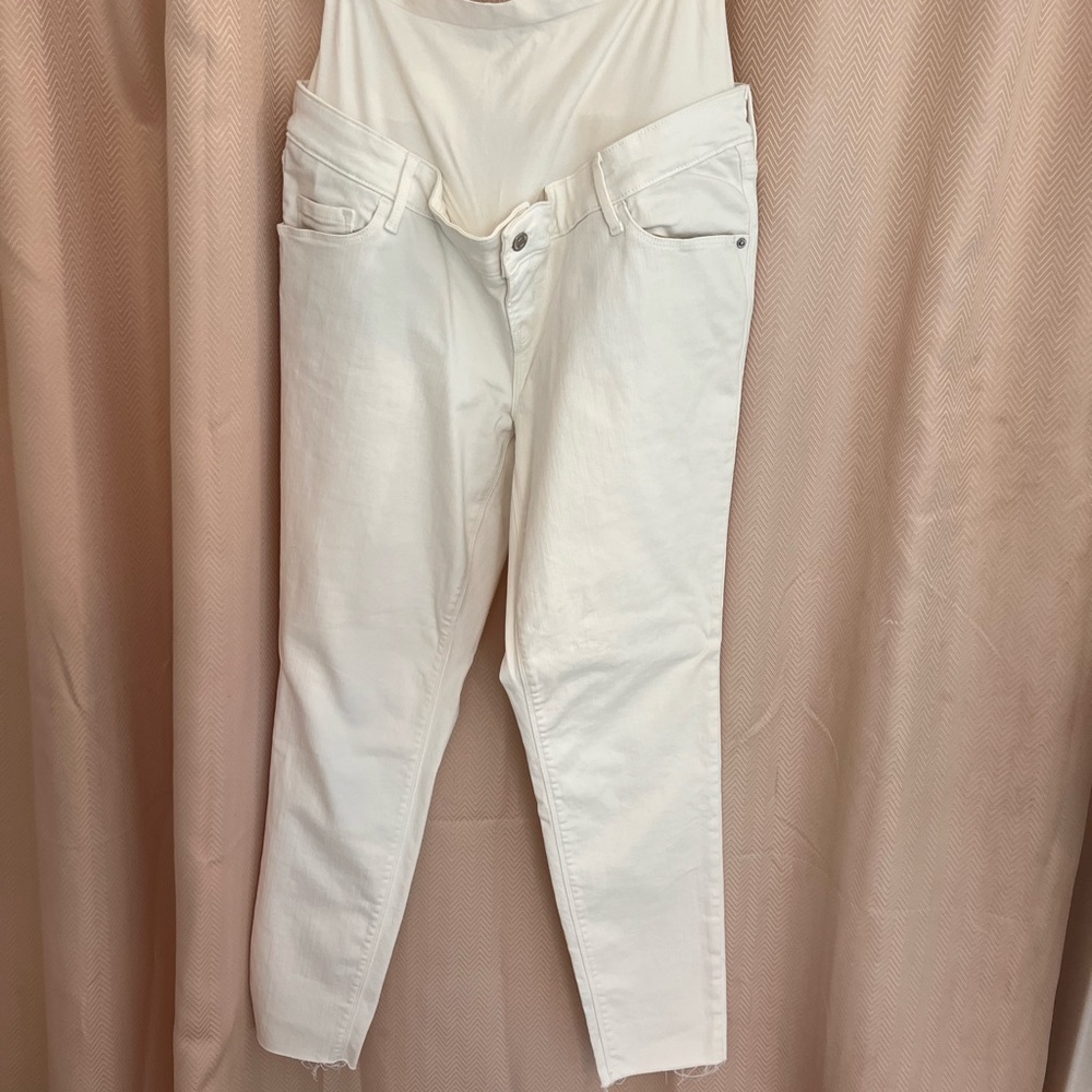 NWOT old navy rockstar skinny 14 long maternity white denim jeans